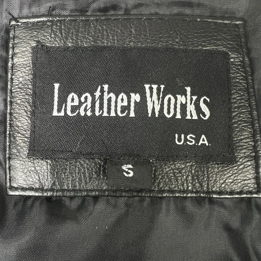 Leather Works USA‎ Leather Vest Mens Biker Western Snap Front Black S Biker